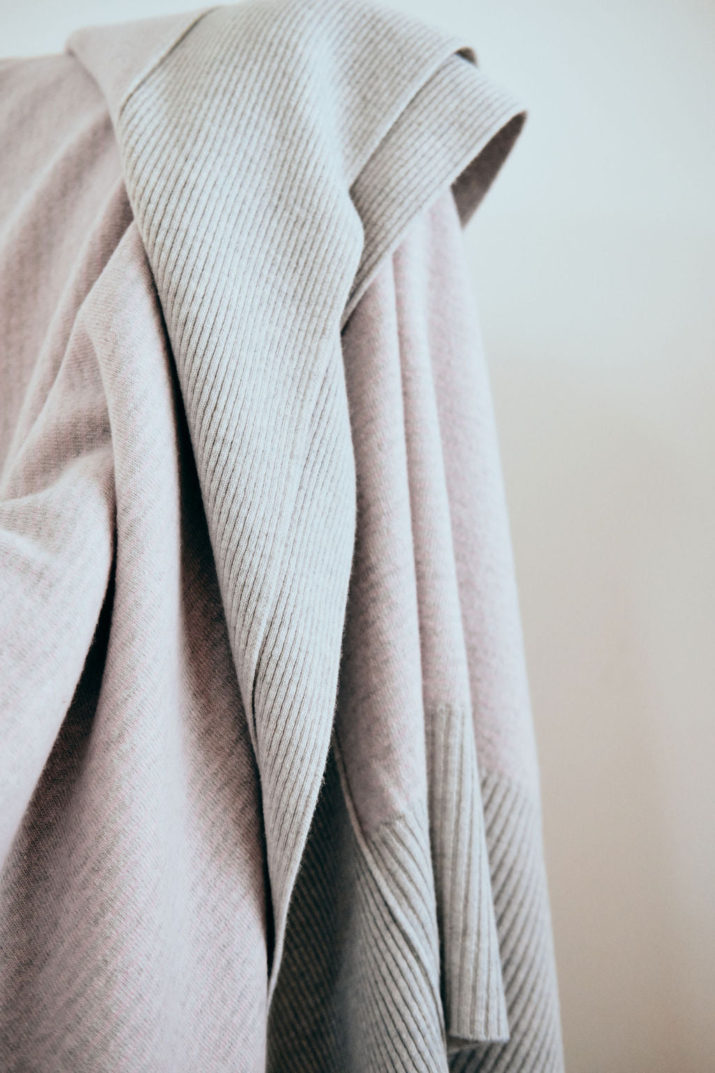 Delicate Pink and Grey Pinstripe Cashmere Home Blanket